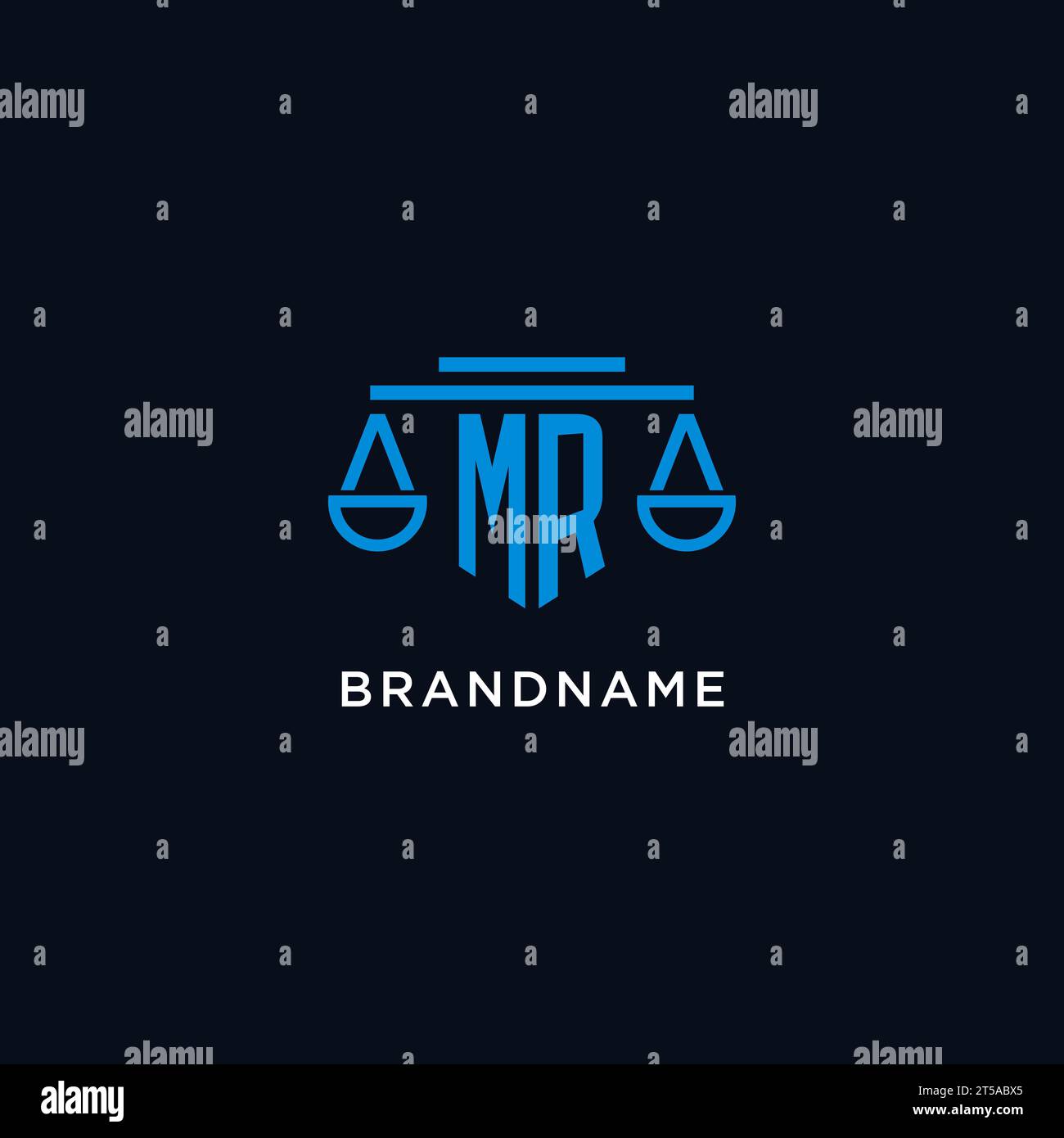 MR Monogramm Initial Logo mit Skala of Justice Icon Design Inspiration, Vektorgrafik Stock Vektor