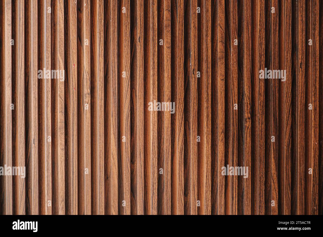 Holzwandpaneele mit geraden Streifen. Geeignet für Hintergrund. Stockfoto
