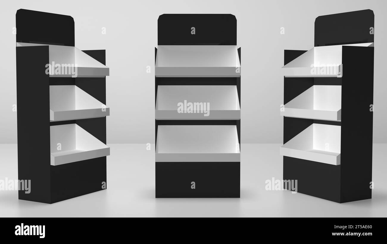Wellpappe für Gondelständer 3D-Rendering Stockfoto