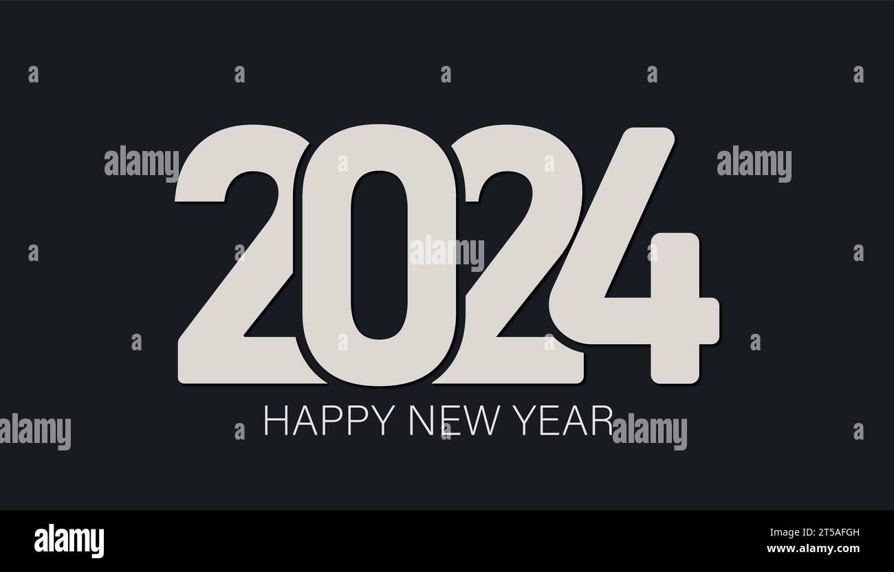 „Happy New Year 2024“ Grußkarte „Happy New Year 2024“. Ein wunderschönes Web-Banner oder Plakat mit goldenem glitzerndem Text „Happy New Year 2024“ Stock Vektor