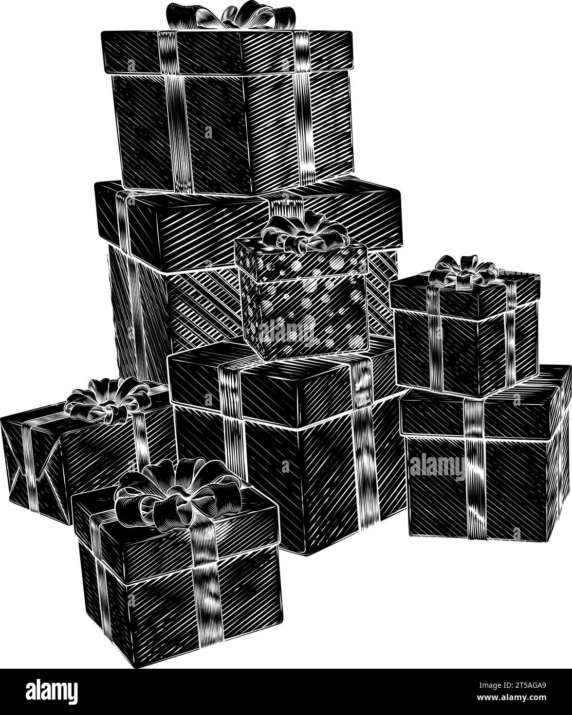 Weihnachtsgeschenke Geburtstagsgeschenke Kartons Stapel Stock Vektor