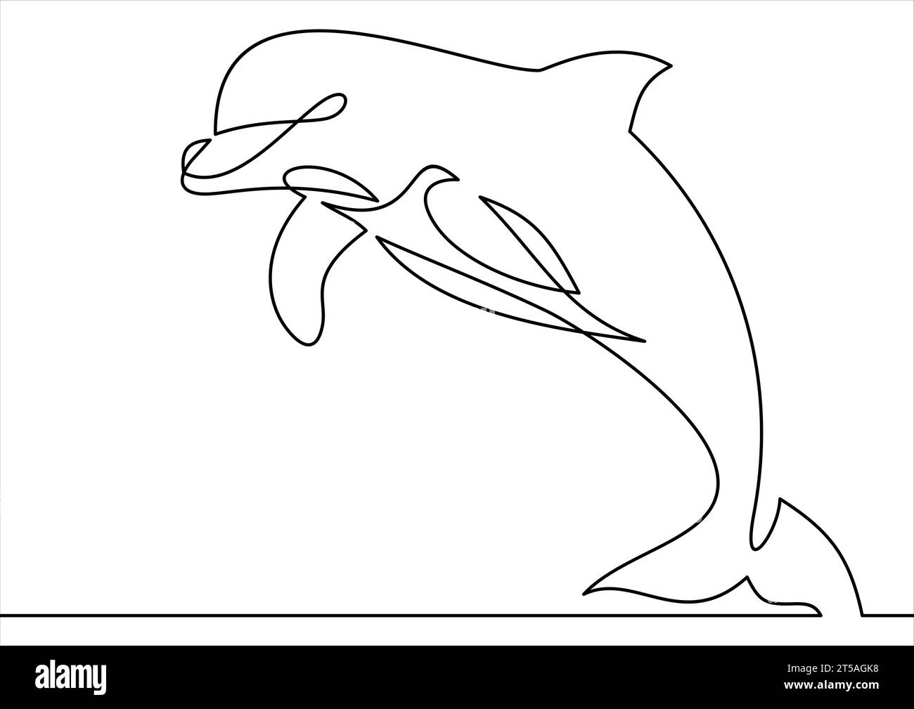 Linienart Delfinvektorillustration - durchgehende Linienzeichnung Stock Vektor
