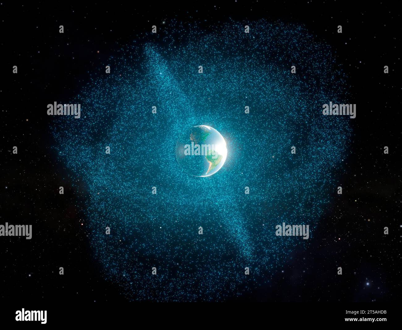 Weltraumschrott umkreist die Erde, Illustration Stockfoto