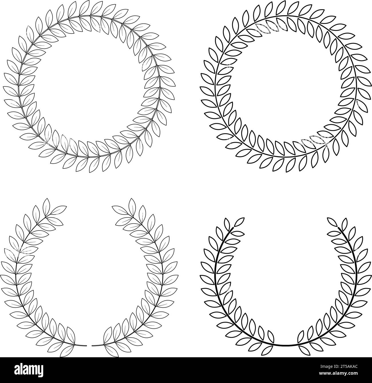 Grafik illustrierte Lorbeerkränze Symbol Set Umrissvektor Stock Vektor