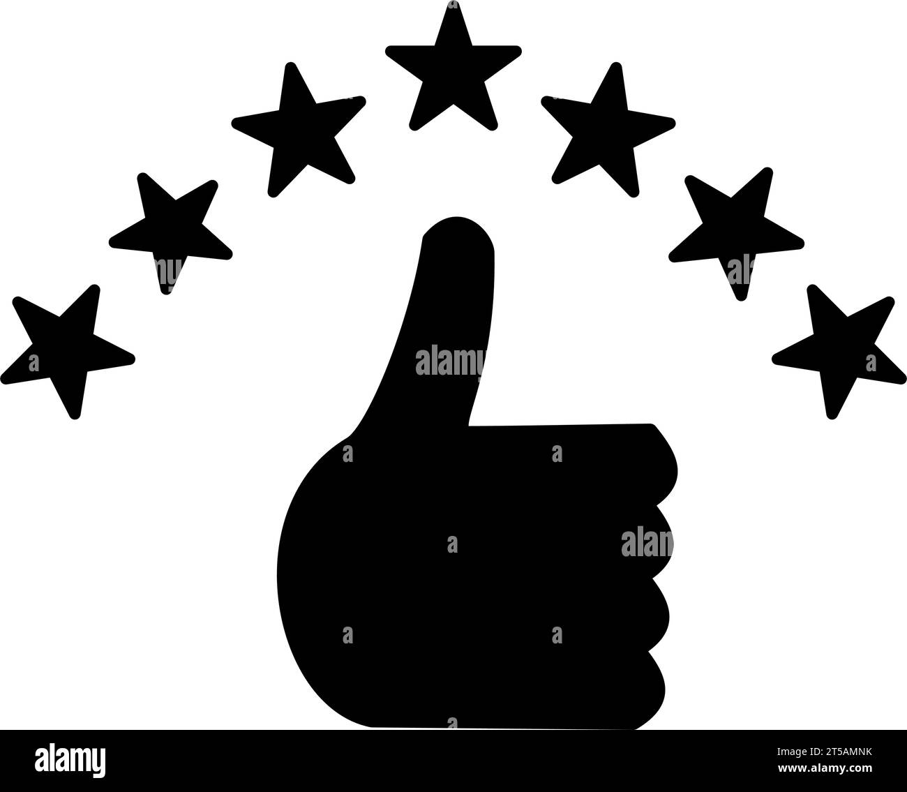 Mit der grafischen Darstellung der Hand, Daumen hoch und Sieben-Sterne-Silhouettensymbol Stock Vektor