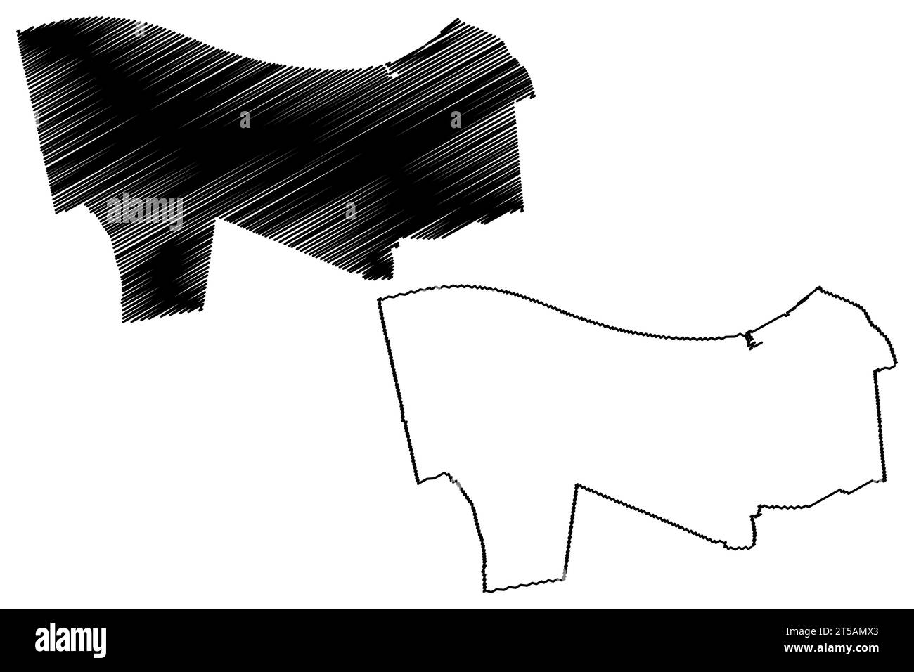 Gemeinde Waalwijk (Königreich der Niederlande, Holland, Nordbrabant oder Provinz Noord-Brabant) Kartenvektordarstellung, skizzierte Karte Stock Vektor