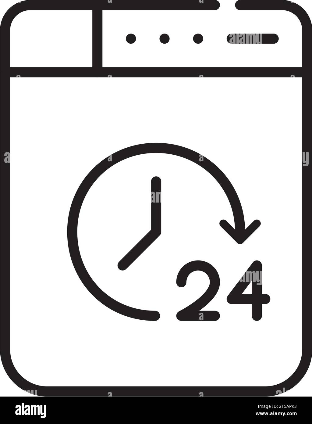 Wäscheservice rund um die Uhr. Waschmaschine und rund-um-Uhr-Symbol. Symbol für perfekte Pixel Stock Vektor