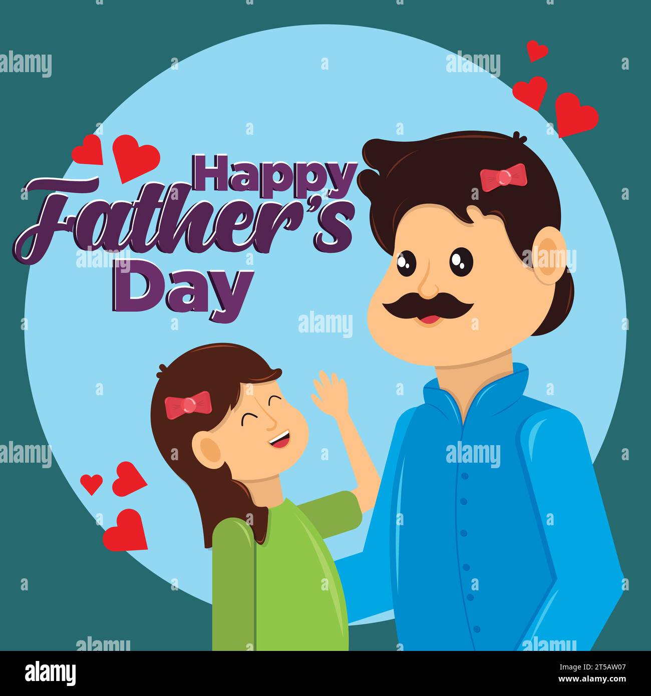 Glückliche Vatertagskarte Mann und Mädchen Vektor Stock Vektor