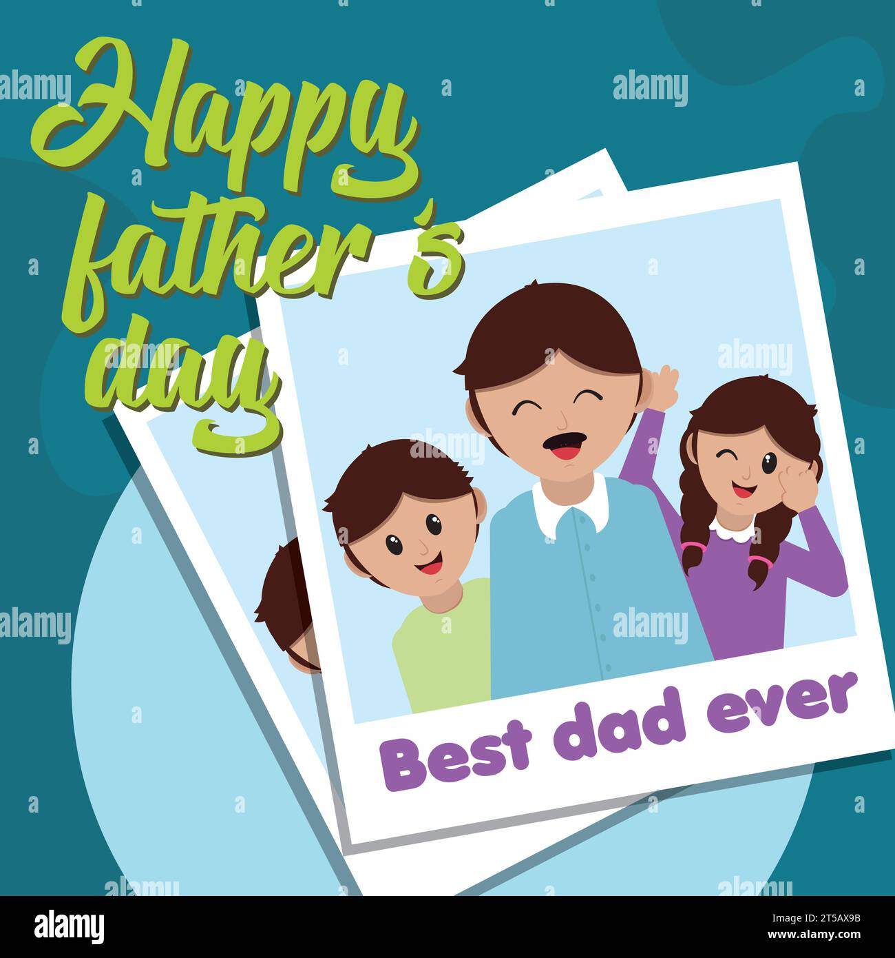 Glückliche Vatertagskarte Mann mit Kindern sofortige Fotografie Vektor Stock Vektor