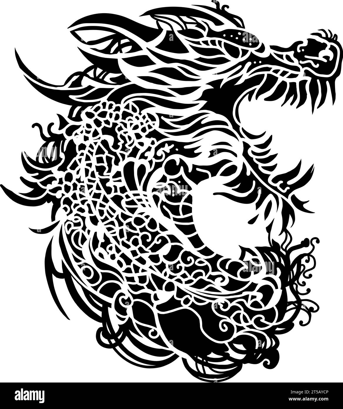 Drache, Vektorzeichnung, chinesischer Drache, Neujahr, Happy Chinese New Year 2024 Sternzeichen, Jahr des Drachen, traditionelles Chinesisch. Set Chinesisch Stock Vektor