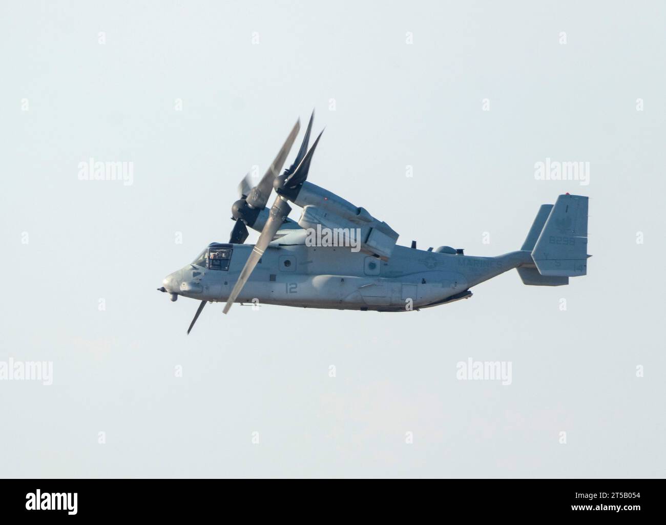 MV 22 Osprey US Military Helikopter startet vom Larnaca International Airport, Zypern. Stockfoto