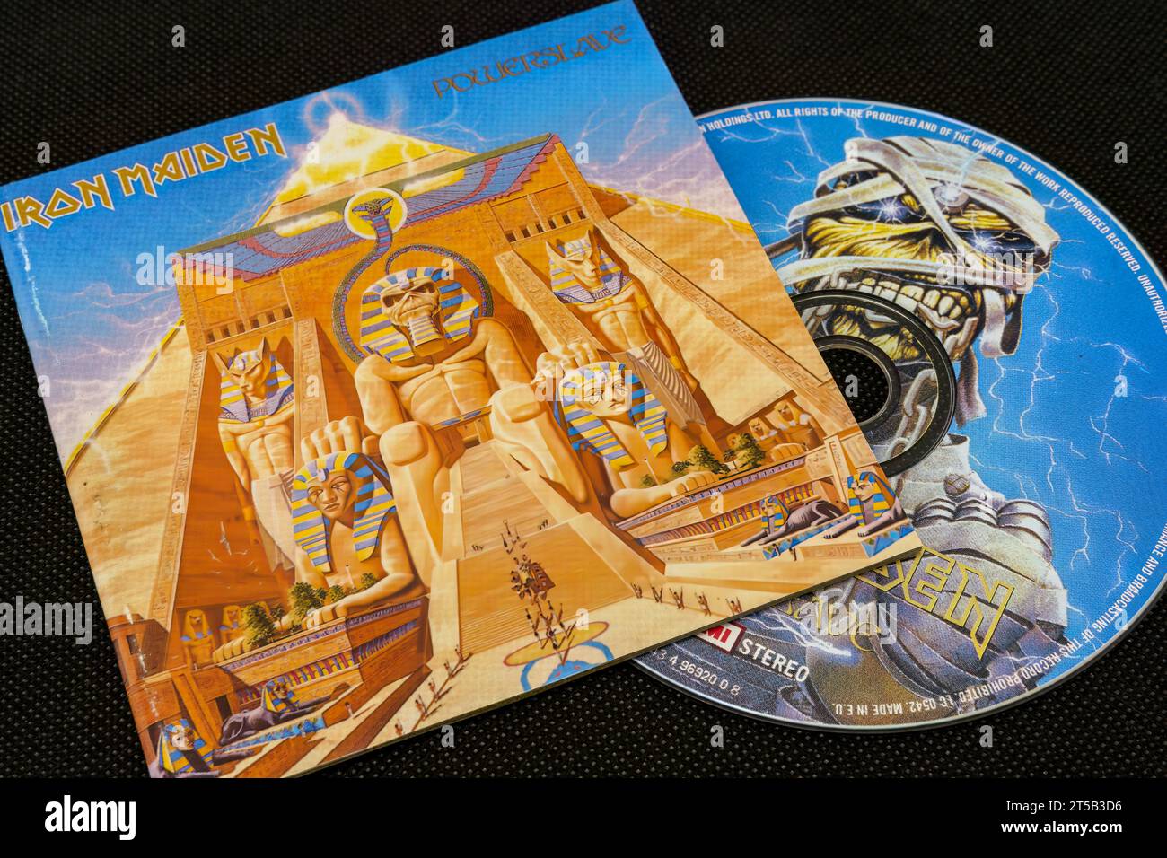 Iron Maiden - PowerSlave (1984) Studioalbum, CD und Cover. Lahti, Finnland. Oktober 2023. Stockfoto