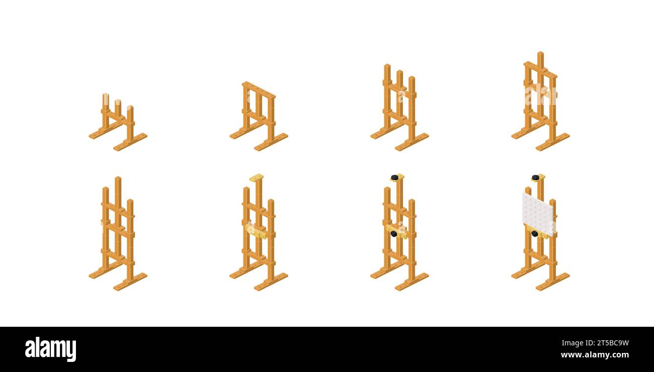 Eine Staffelei aus Blöcken bauen. Vektor Stock Vektor