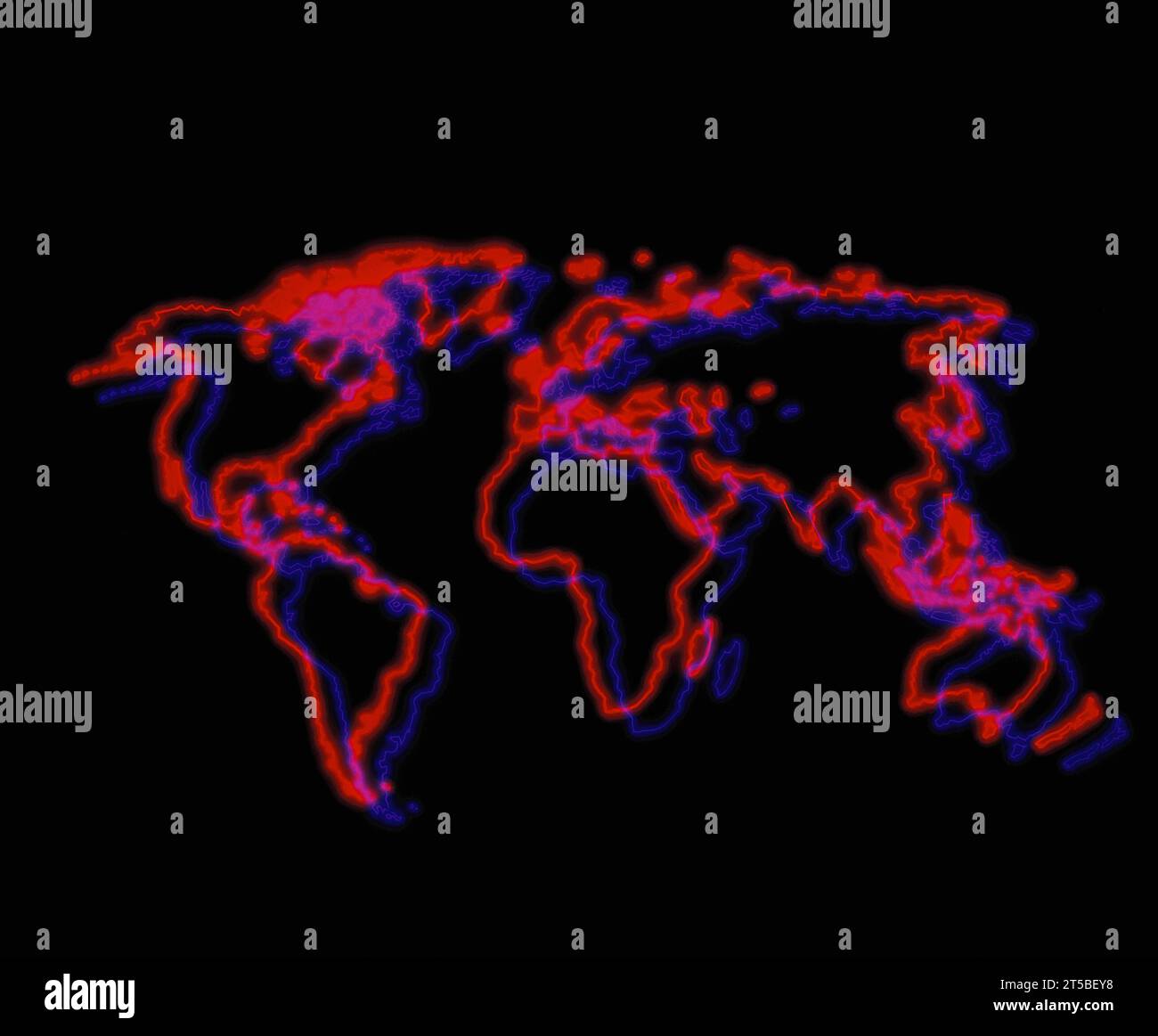 Bildmaterial. Umrisskarte der Welt. Stockfoto