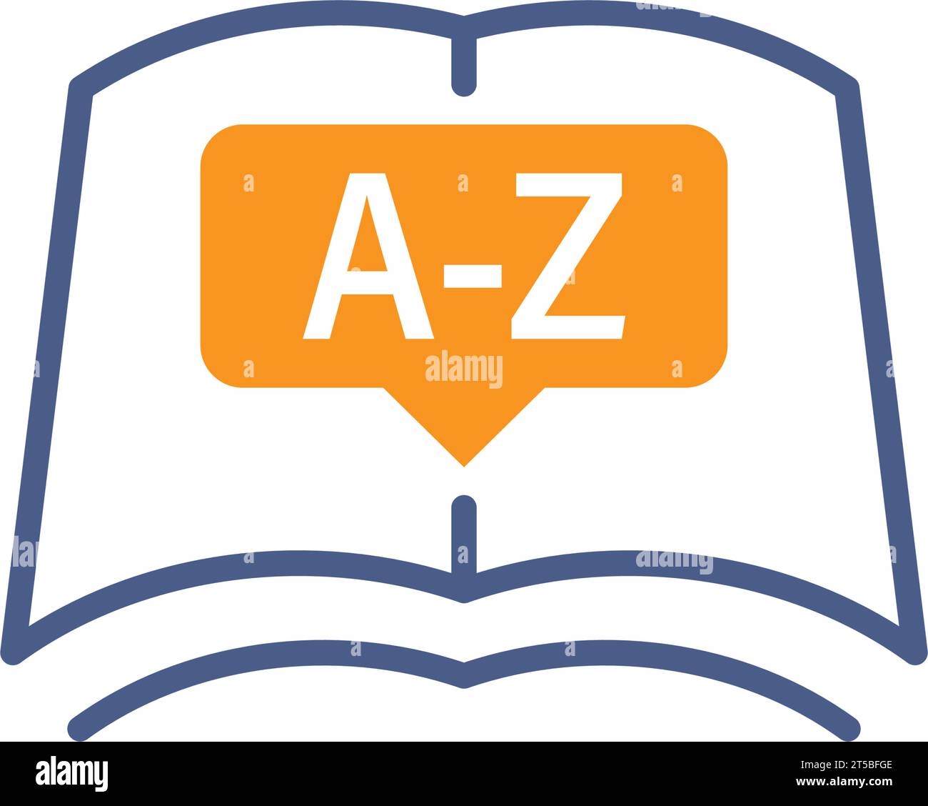 Glossarbuch-Symbol in flacher Form. Reiseführer-Enzyklopädie-Vektorillustration auf isoliertem Hintergrund. A-Z Notebook Sign Business Concept. Stock Vektor