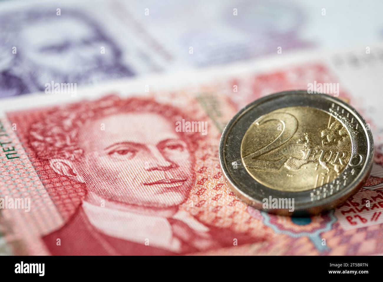 Bulgarien Euro, Einführung der gemeinsamen Währung durch Bulgaren und Beitritt zur Eurozone Stockfoto
