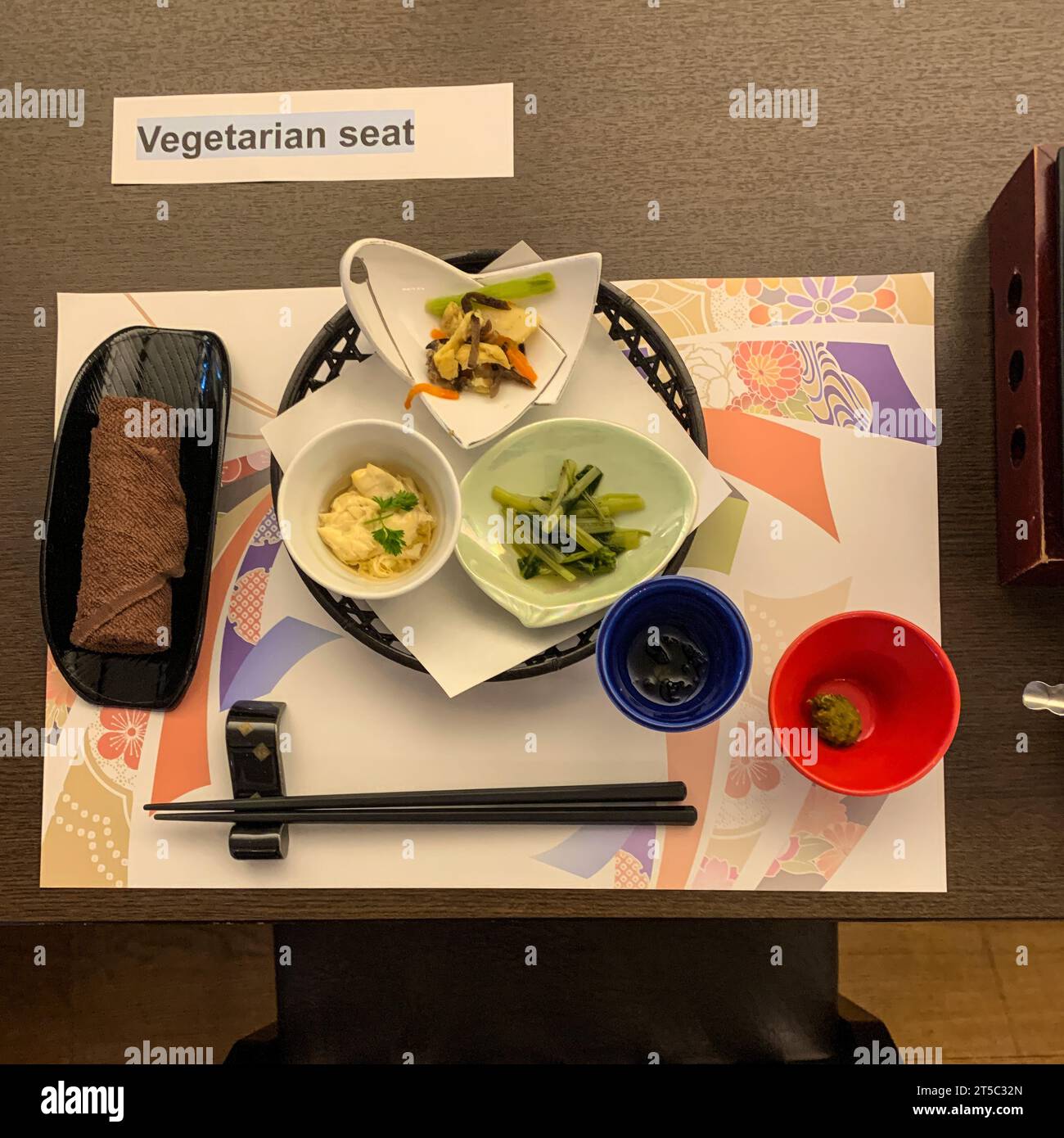 Japan, Kyushu, Vegetarisches Abendessen. Stockfoto