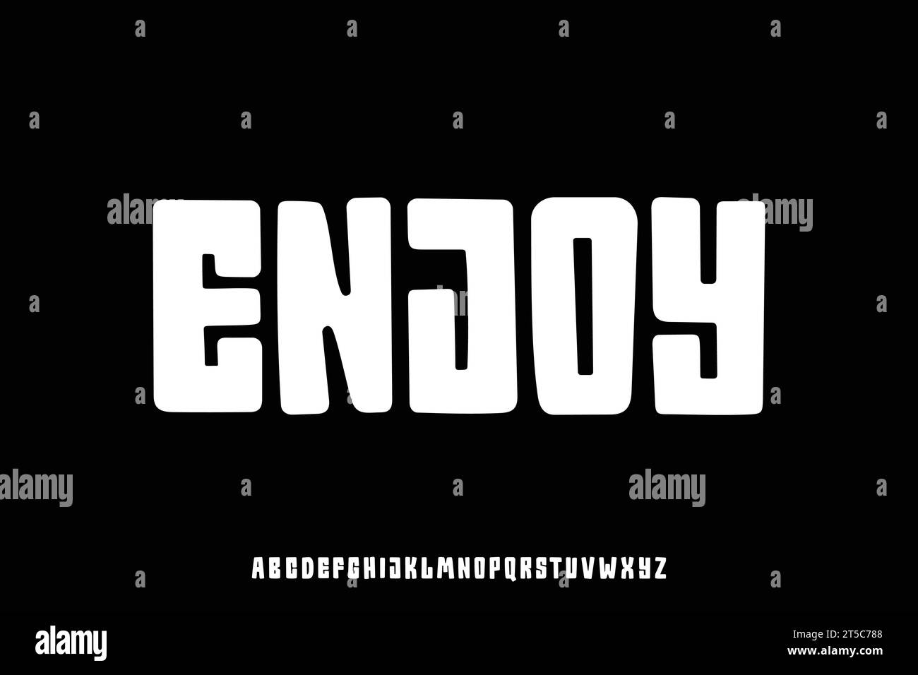 Einzigartige dekorative verspielte Alphabet Display Schriftvektor. Abgerundeter, flippiger Retro-Typografie-Stil Stock Vektor