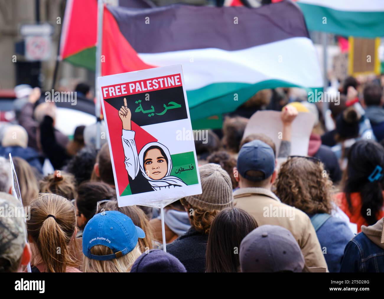 Halifax, Nova Scotia, Kanada. November 2023. Hunderte aus allen Gemeinschaften versammeln sich, um einen sofortigen Waffenstillstand in Palästina zu fordern, während Israel seine Angriffe fortsetzt. Die Kundgebung fand vor der Provincial Legislature Credit: Meanderingemu/Alamy Live News statt Stockfoto