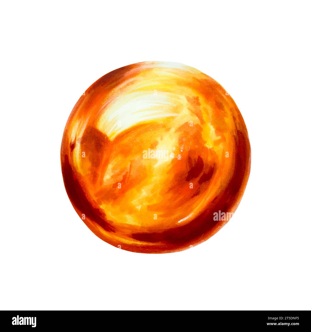 Aquarell handgezeichnet Sakralchakra sunstone, orange Calcit und Karneol Edelstein Illustration. Natürlicher heilender Talisman und Kristall isoliert auf Wi Stockfoto