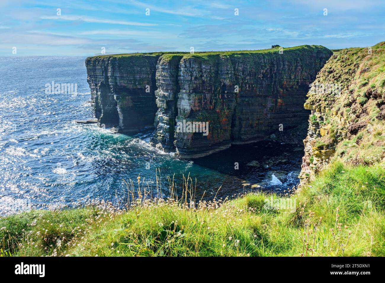 Skirza Head Klippen, aus dem Norden. Auf dem John o'Groats Trail, Caithness, Schottland, Großbritannien, Stockfoto