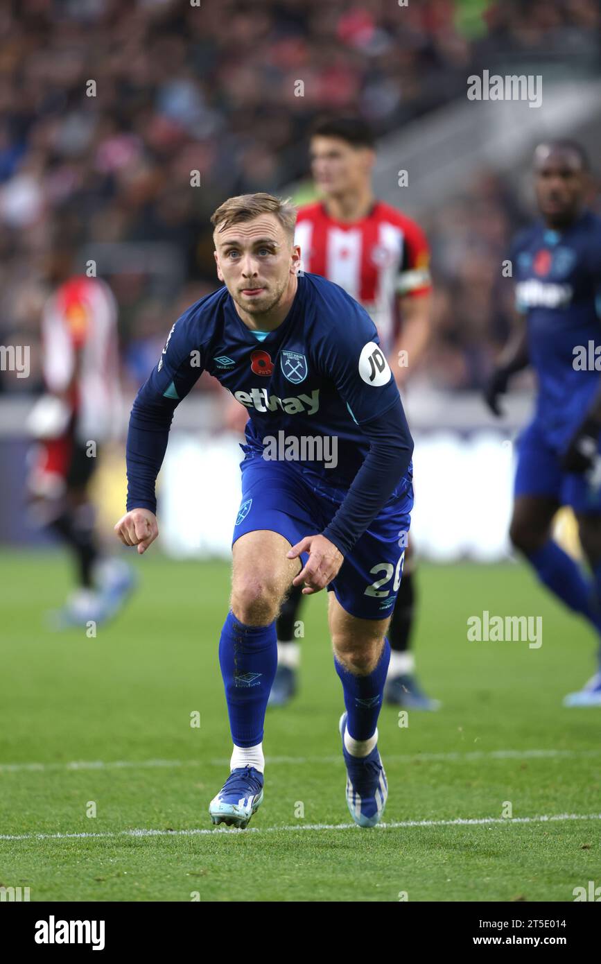 London, Großbritannien. November 2023. Jarrod Bowen (WHU) beim Spiel Brentford gegen West Ham United im G-Tech Stadium, Brentford, London, Großbritannien am 4. November 2023. Quelle: Paul Marriott/Alamy Live News Stockfoto