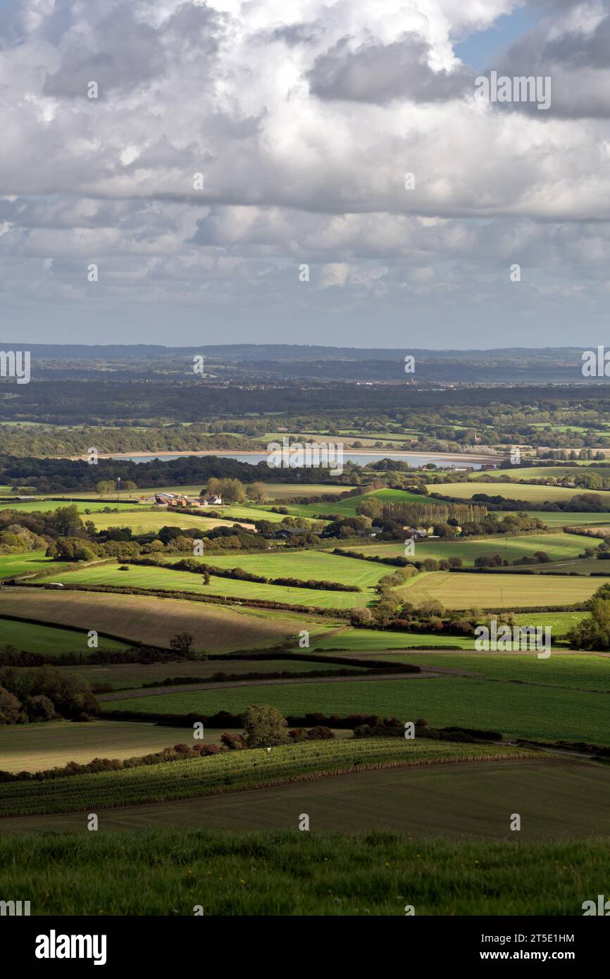 Blick auf das Arlington Reservoir an einem bewölkten Herbsttag, East Sussex, England Stockfoto