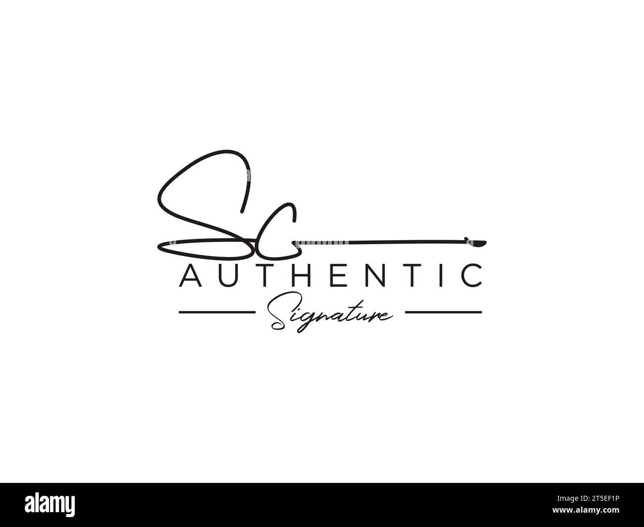 Vektor für SC-Signatur-Logo-Vorlage. Stock Vektor