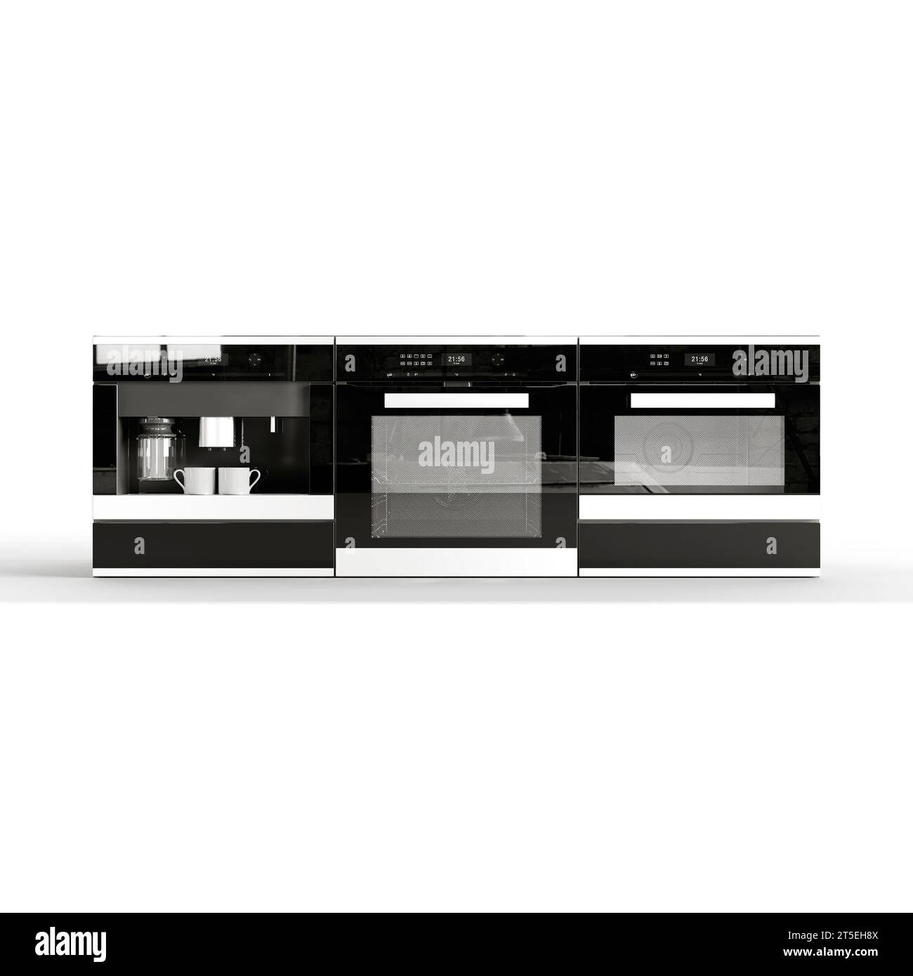 Eine 3D-Darstellung eines Küchenherds auf weißem Hintergrund Stockfoto