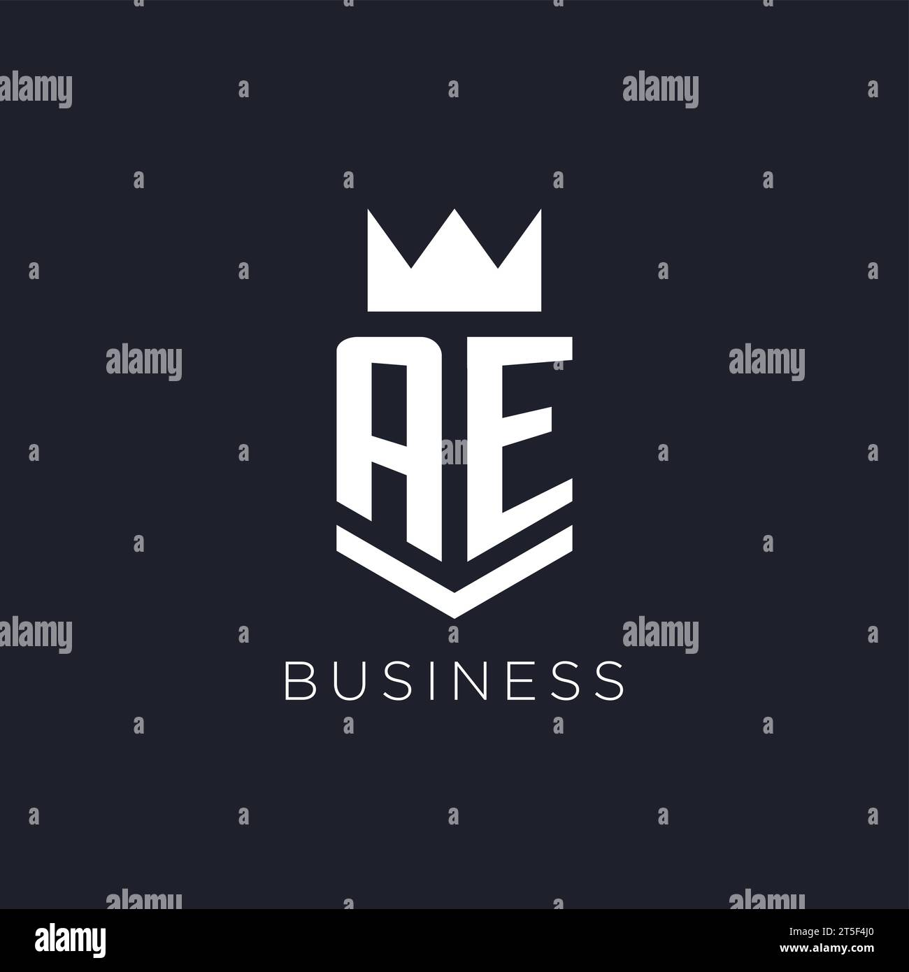 AE-Logo mit Schild und Krone, Initialideen für das Monogramm-Logo Stock Vektor