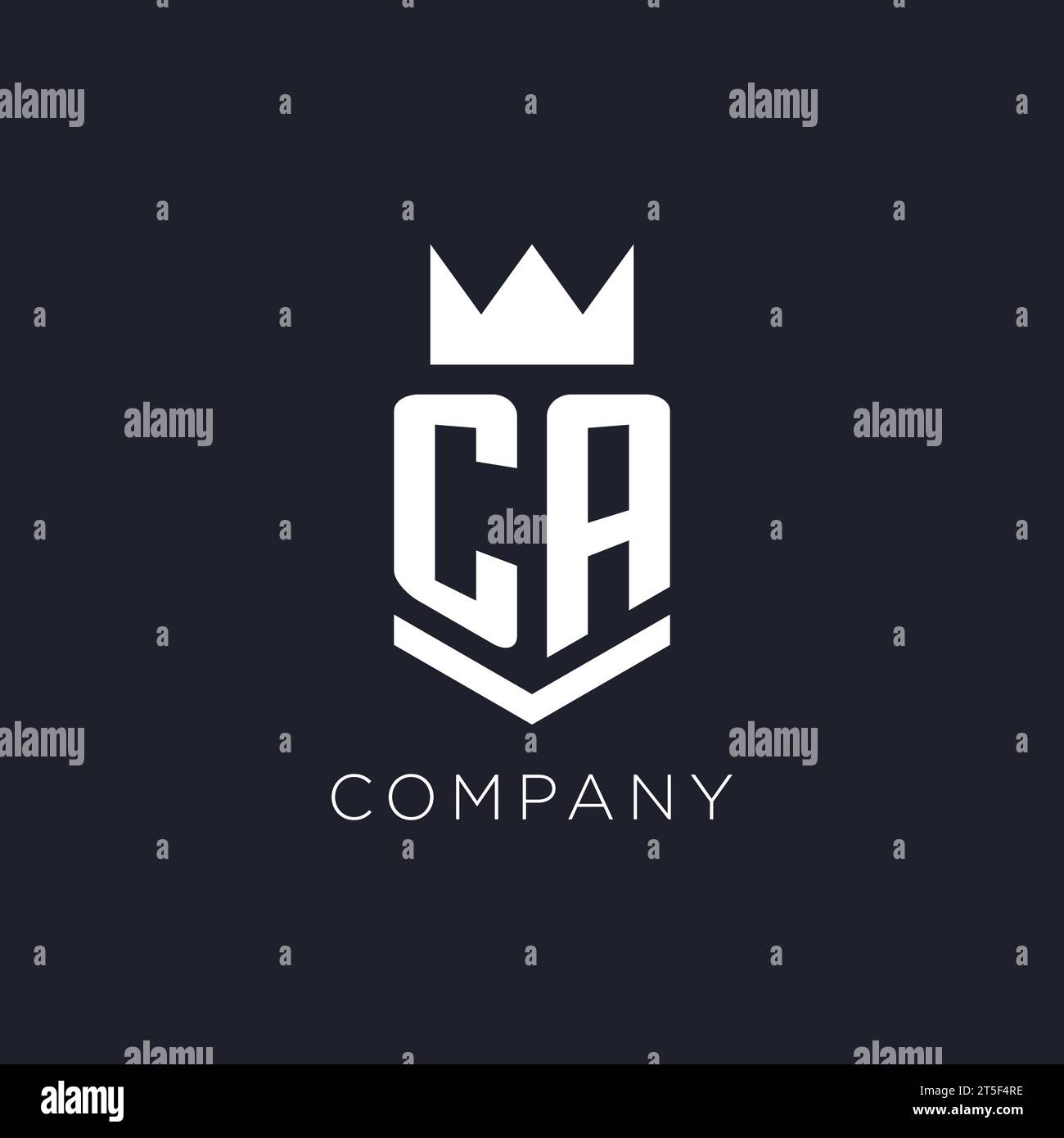 CA-Logo mit Schild und Krone, Design-Ideen mit Monogramm Stock Vektor