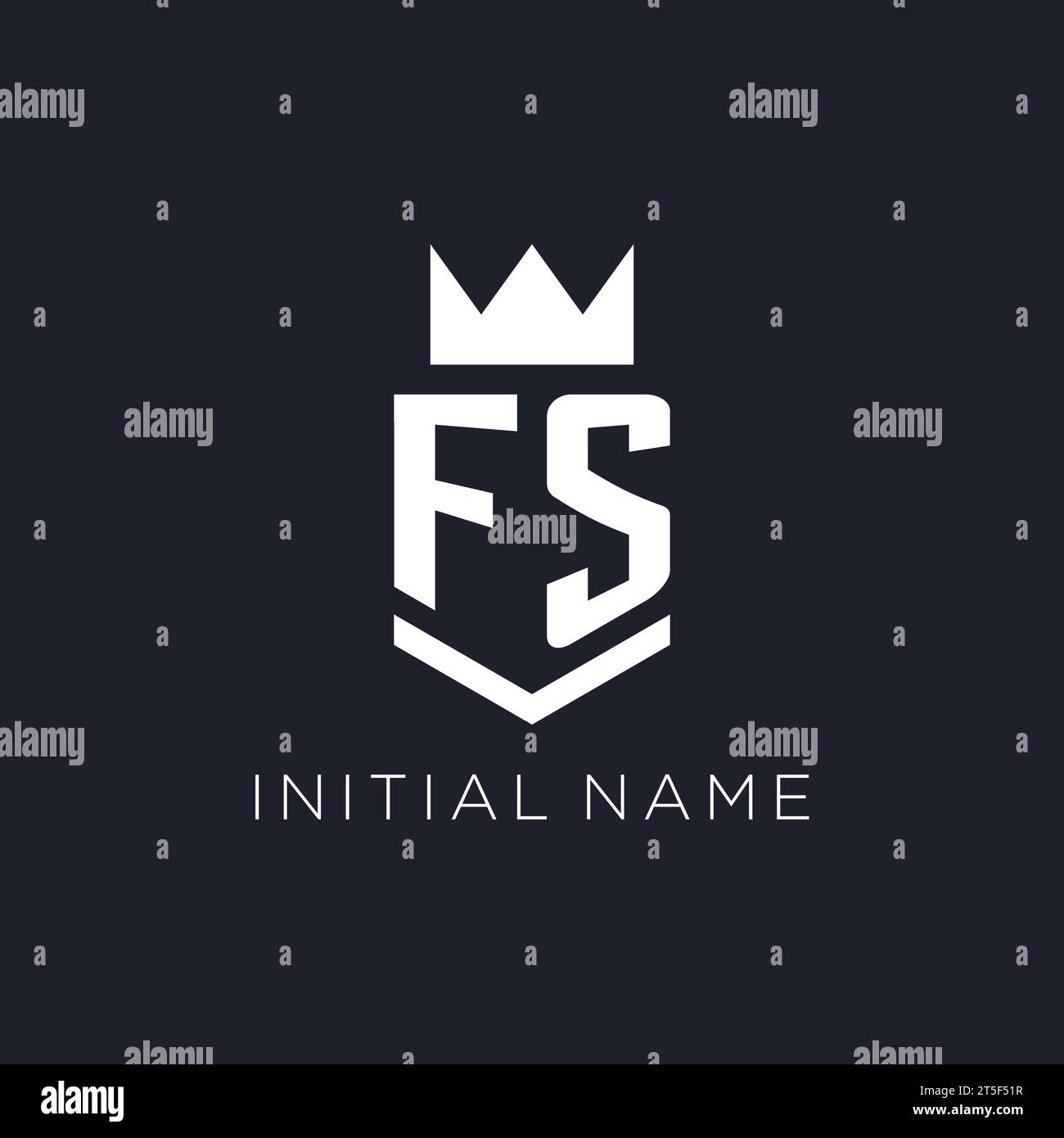 FS-Logo mit Schild und Krone, Design-Ideen mit Monogramm-Logo Stock Vektor