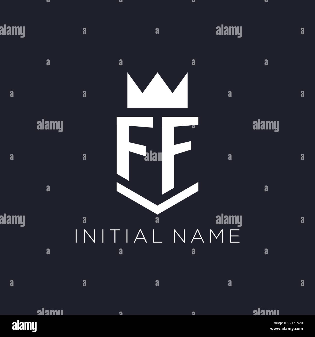 FF-Logo mit Schild und Krone, Initialideen für das Monogramm-Logo Stock Vektor
