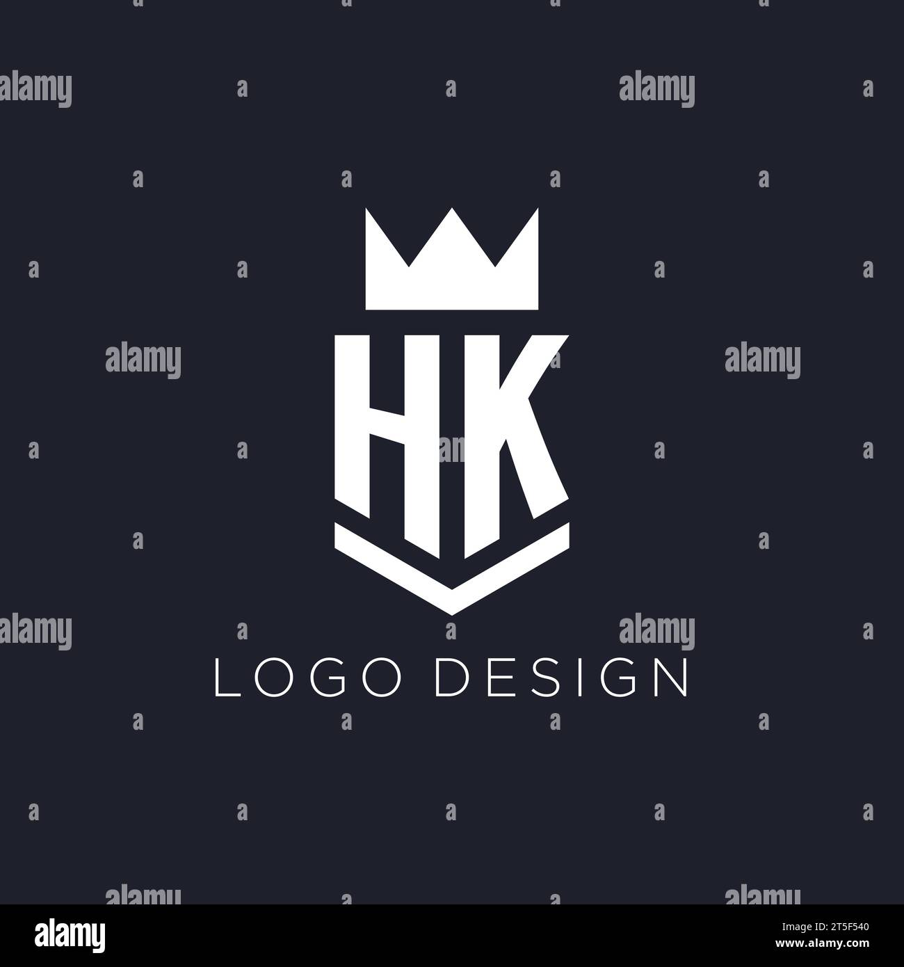 HK-Logo mit Schild und Krone, Initialideen für das Monogramm-Logo Stock Vektor