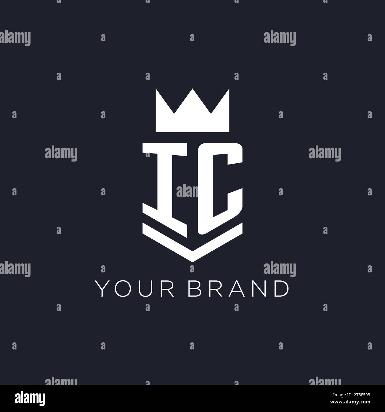 IC-Logo mit Schild und Krone, Design-Ideen mit Monogramm Stock Vektor