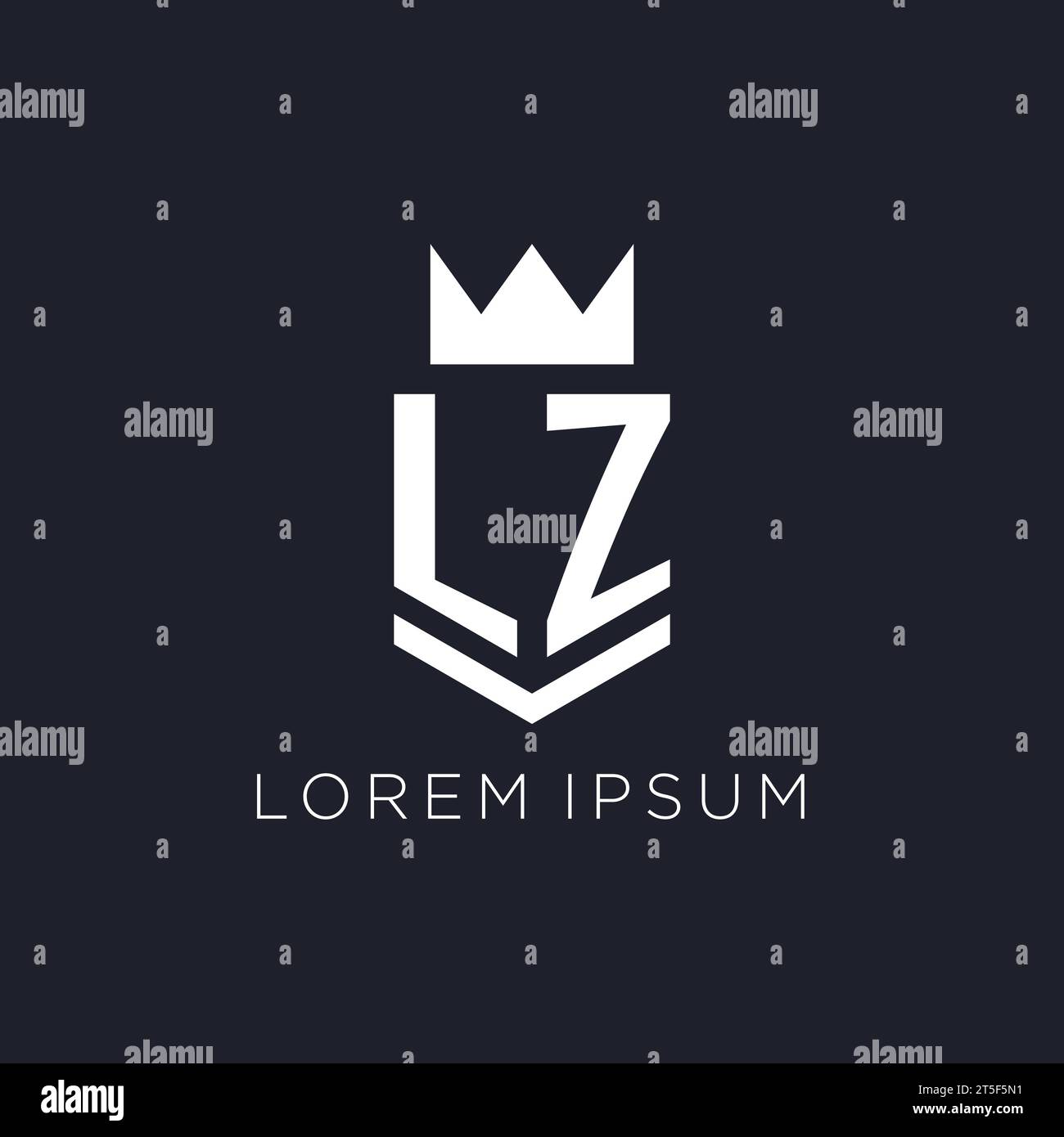 LZ-Logo mit Schild und Krone, Design-Ideen mit Monogramm-Logo Stock Vektor
