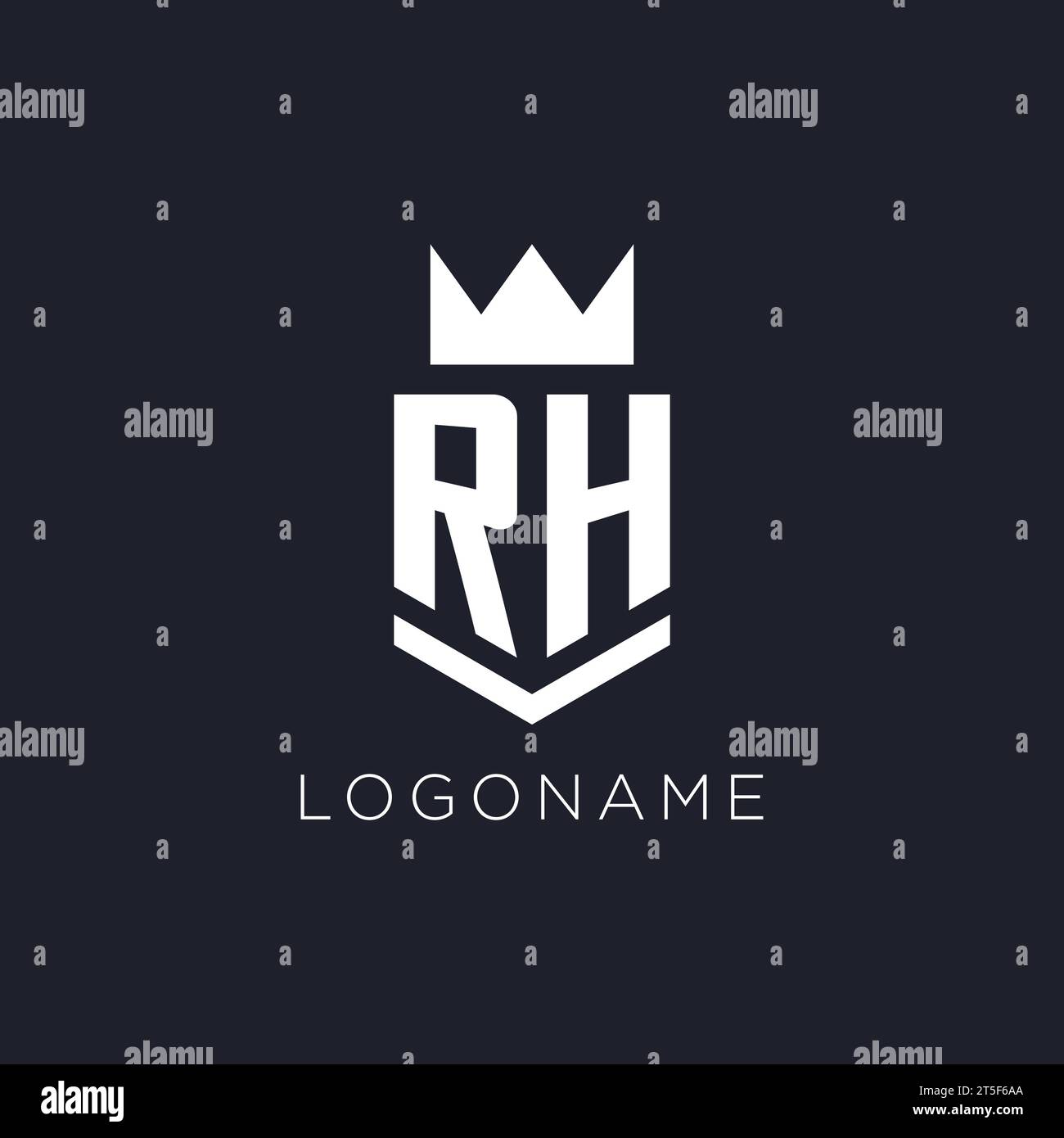 Logo rechts mit Schild und Krone, Design-Ideen für das Monogramm-Logo Stock Vektor