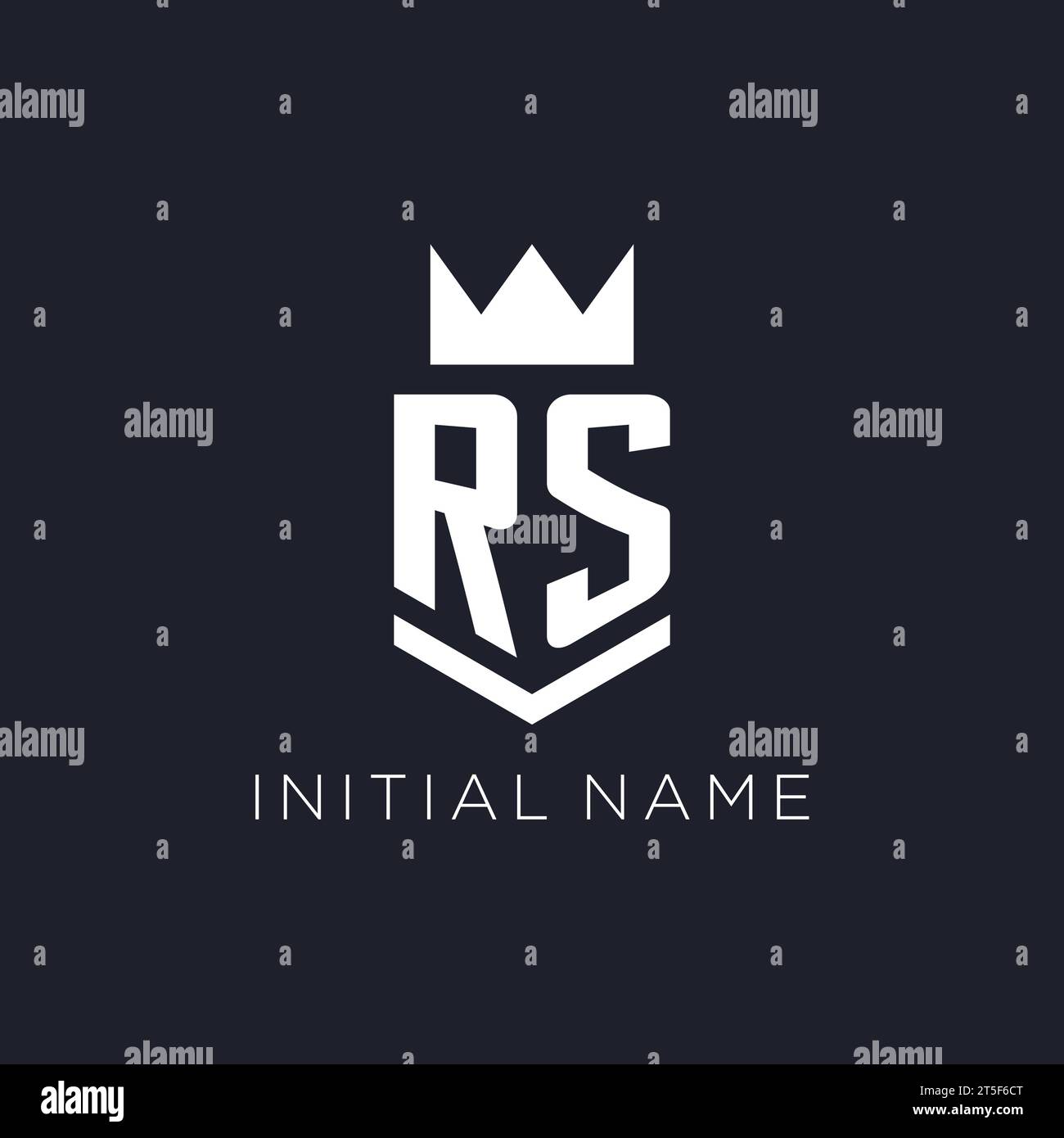 RS-Logo mit Schild und Krone, Design-Ideen mit Monogramm-Logo Stock Vektor