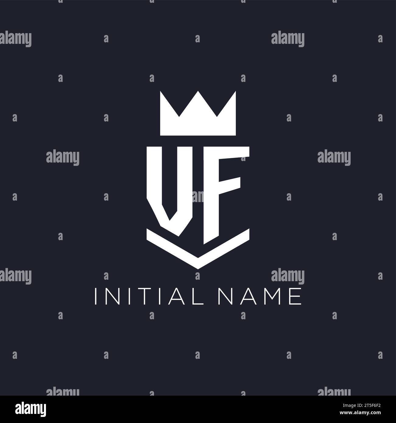 VF-Logo mit Schild und Krone, Design-Ideen mit Monogramm Stock Vektor