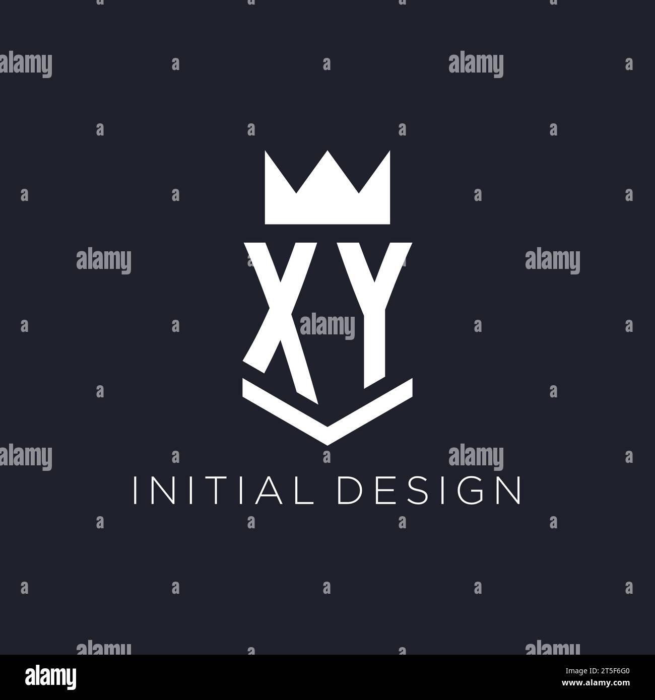 XY-Logo mit Schild und Krone, Design-Ideen mit Monogramm-Logo Stock Vektor