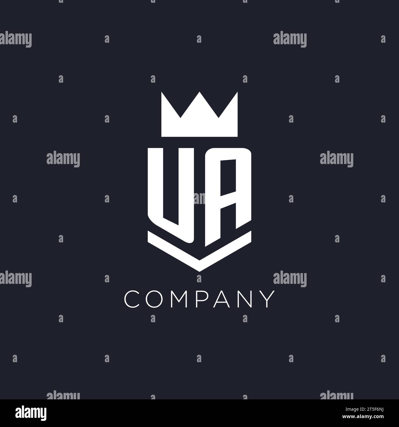 UA-Logo mit Schild und Krone, Design-Ideen mit Monogramm-Logo Stock Vektor