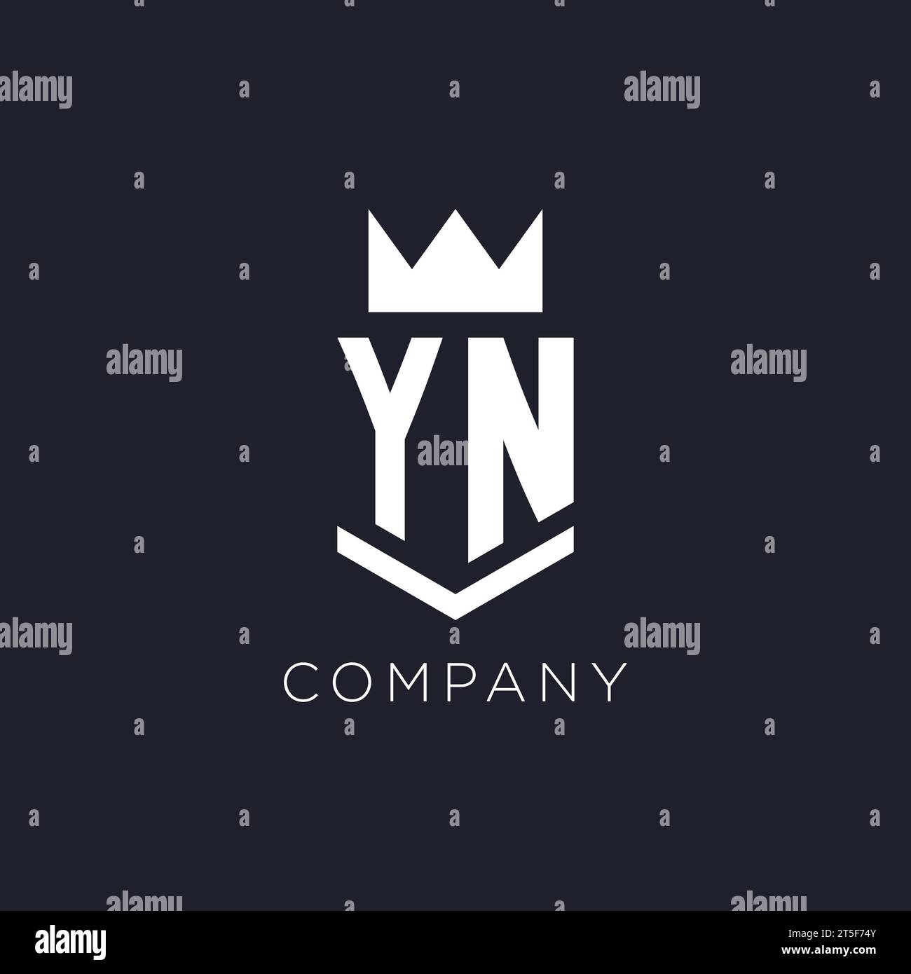 YN-Logo mit Schild und Krone, Initialideen für das Monogramm-Logo Stock Vektor