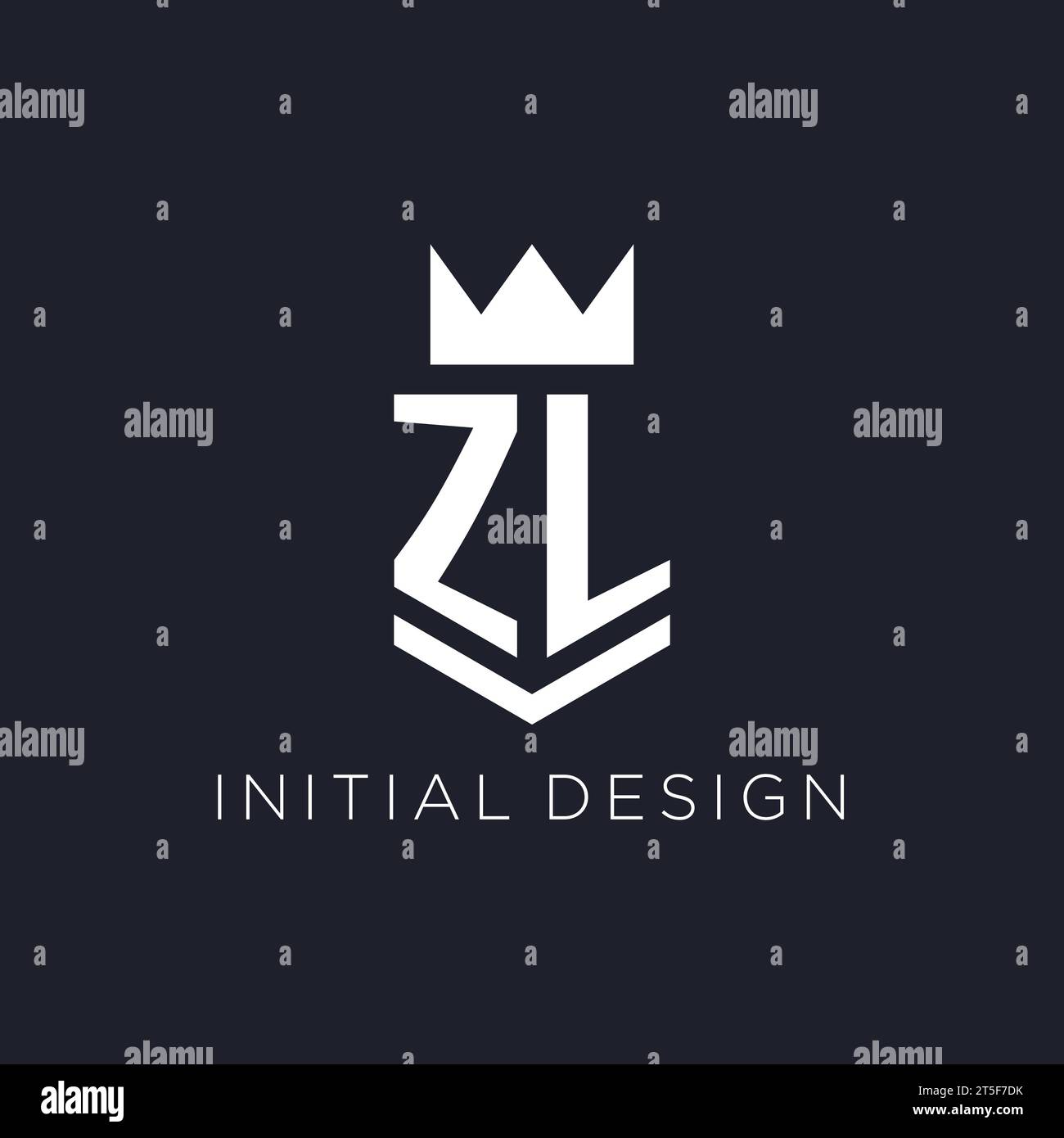 ZL-Logo mit Schild und Krone, Initialideen für das Monogramm-Logo Stock Vektor