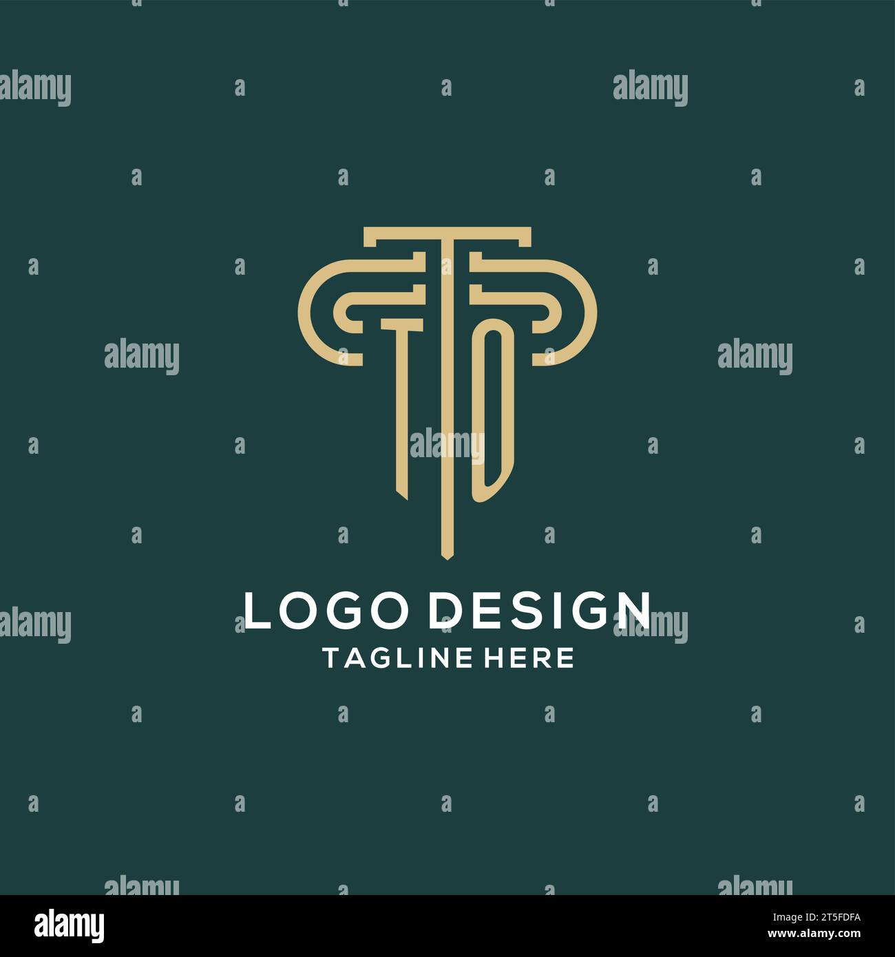 Initial-TO-Pillar-Logo, elegante und luxuriöse Logo-Vektorgrafik der Anwaltskanzlei Stock Vektor