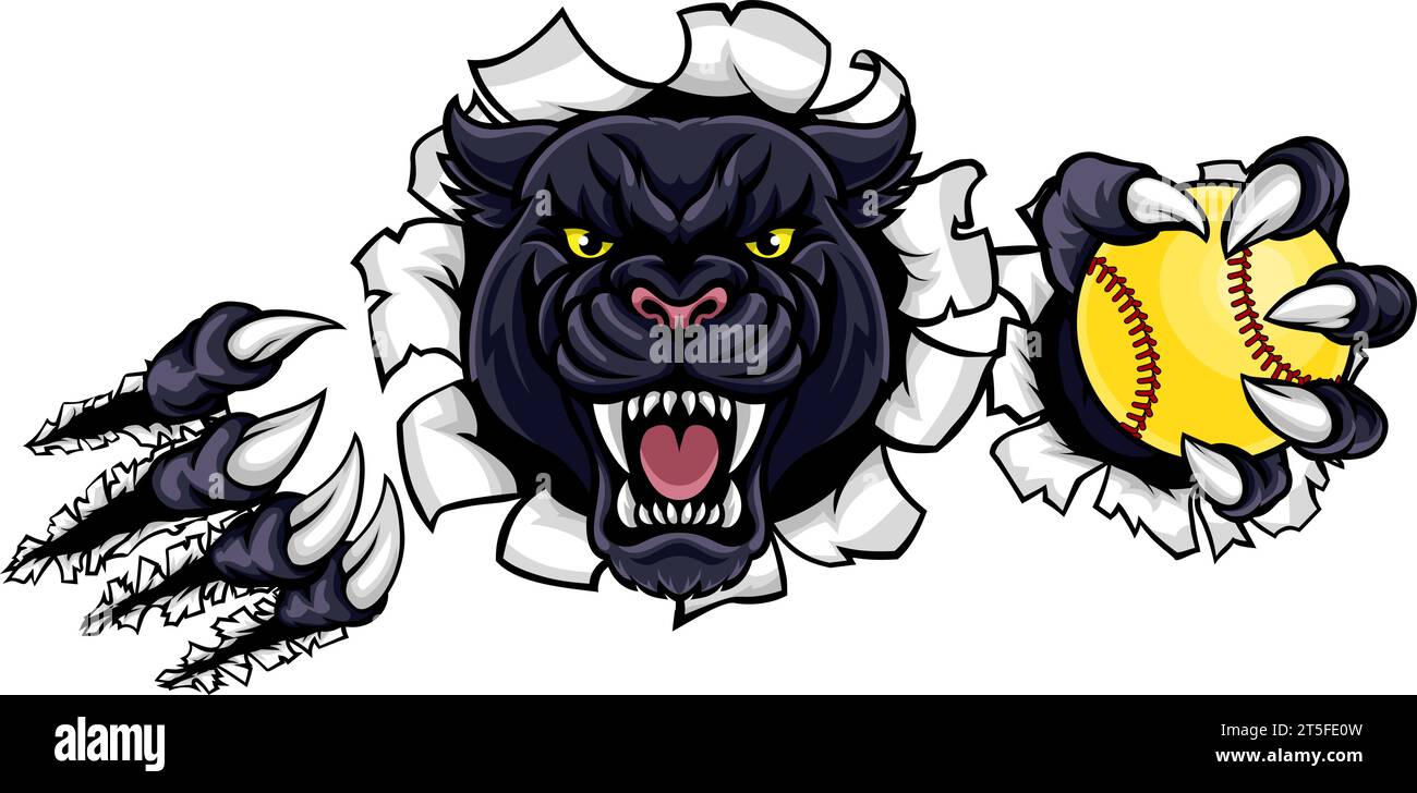 Panther Softball Animal Sports Team Maskottchen Stock Vektor