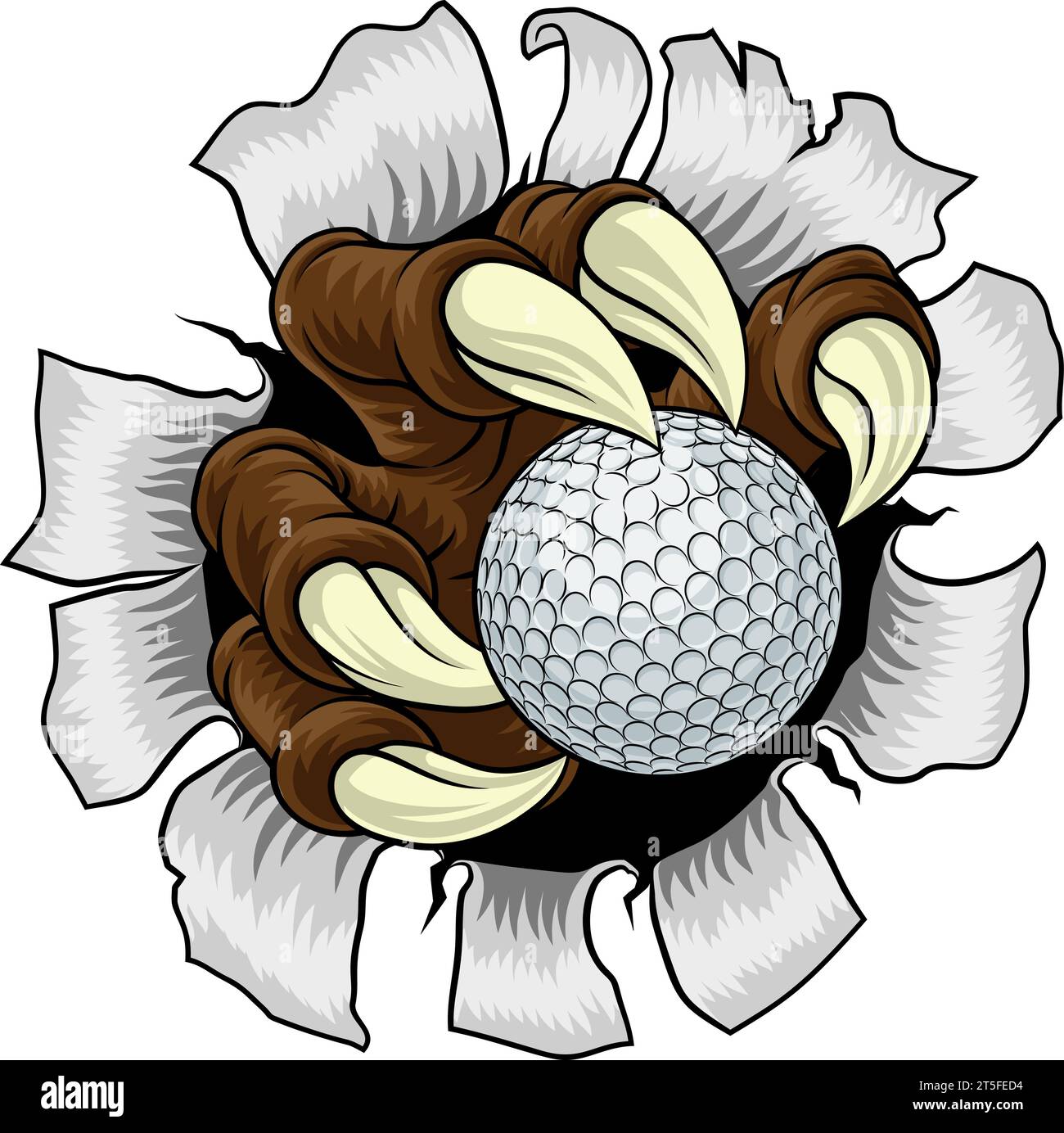 Golf Ball Claw Cartoon Monster Animal Hand Stock Vektor