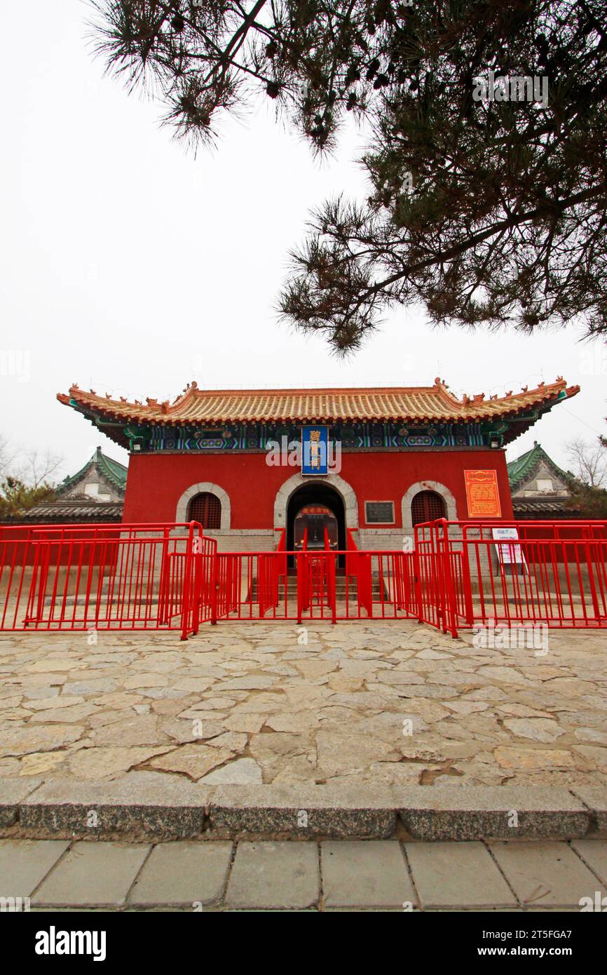 CANGZHOU - 8. DEZEMBER: Der BiXiaCi Tempel architektonische Erscheinung der WuQiao Akrobatik Welt landschaftlich Schauplätze, am 8. dezember 2013, cangzho Stockfoto