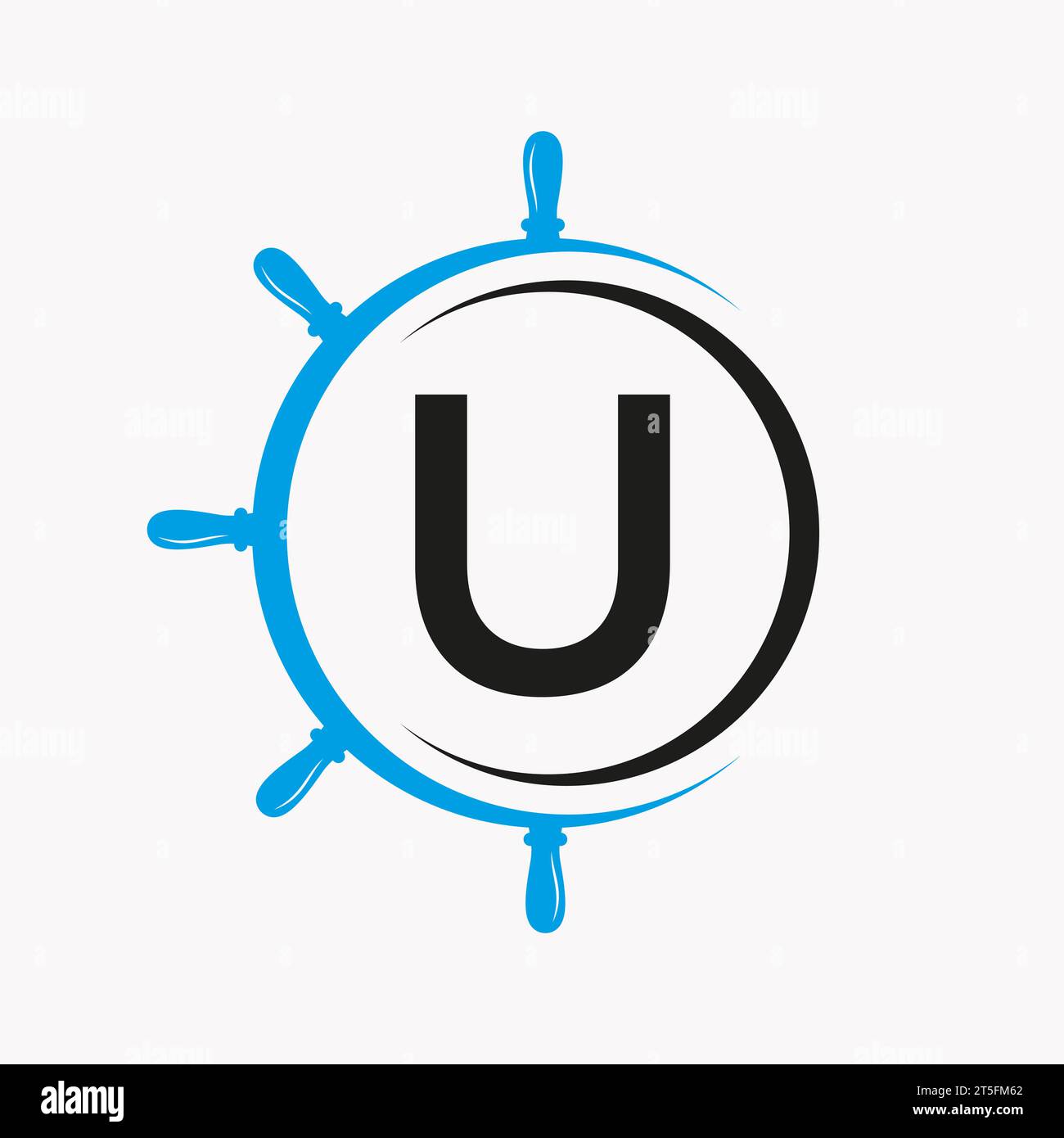 Letter U Ship Logo Konzept mit Ship Wheel Symbol Vector Template Stock Vektor