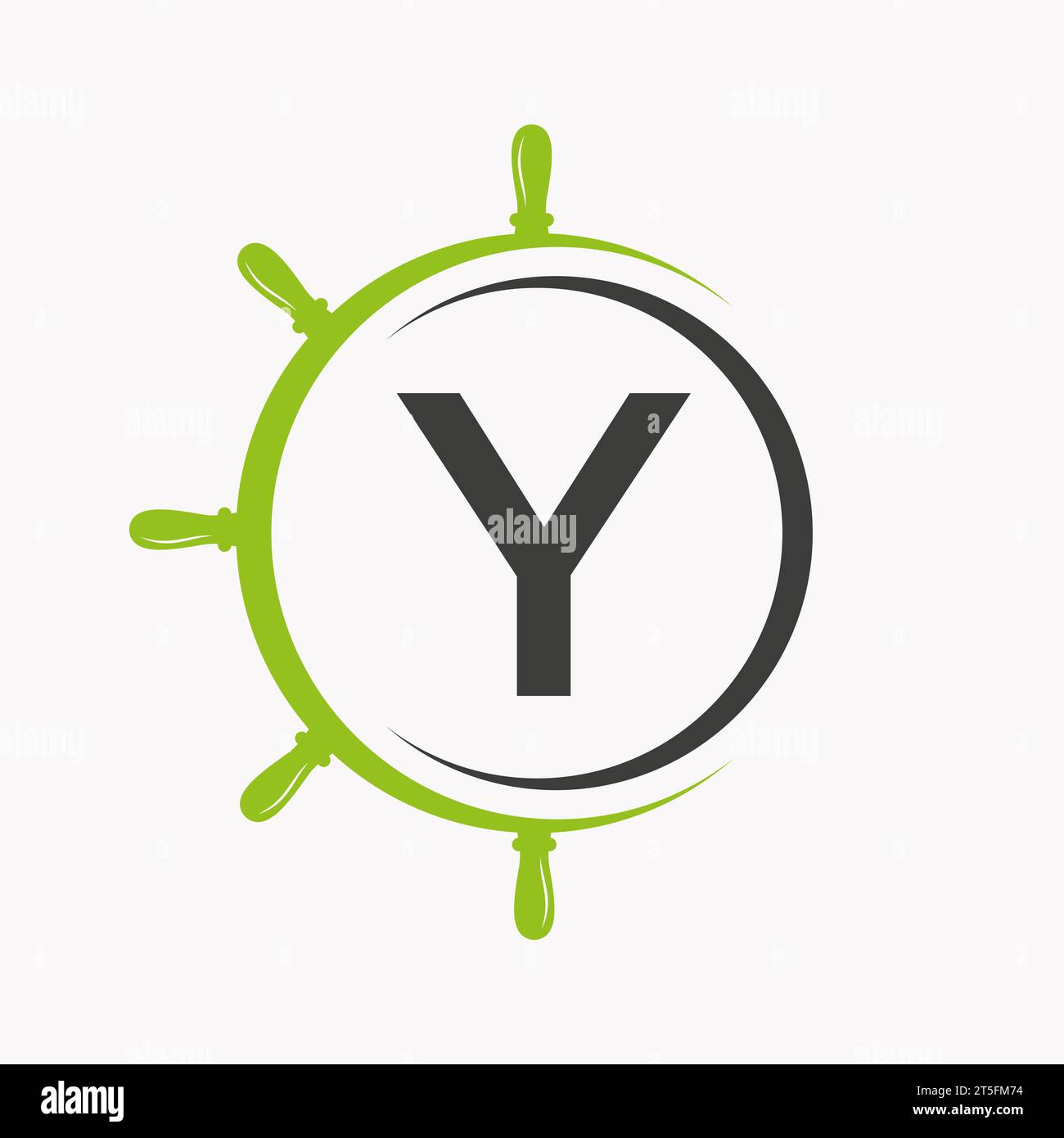 Letter Y Ship Logo Konzept mit Ship Wheel Symbol Vector Template Stock Vektor