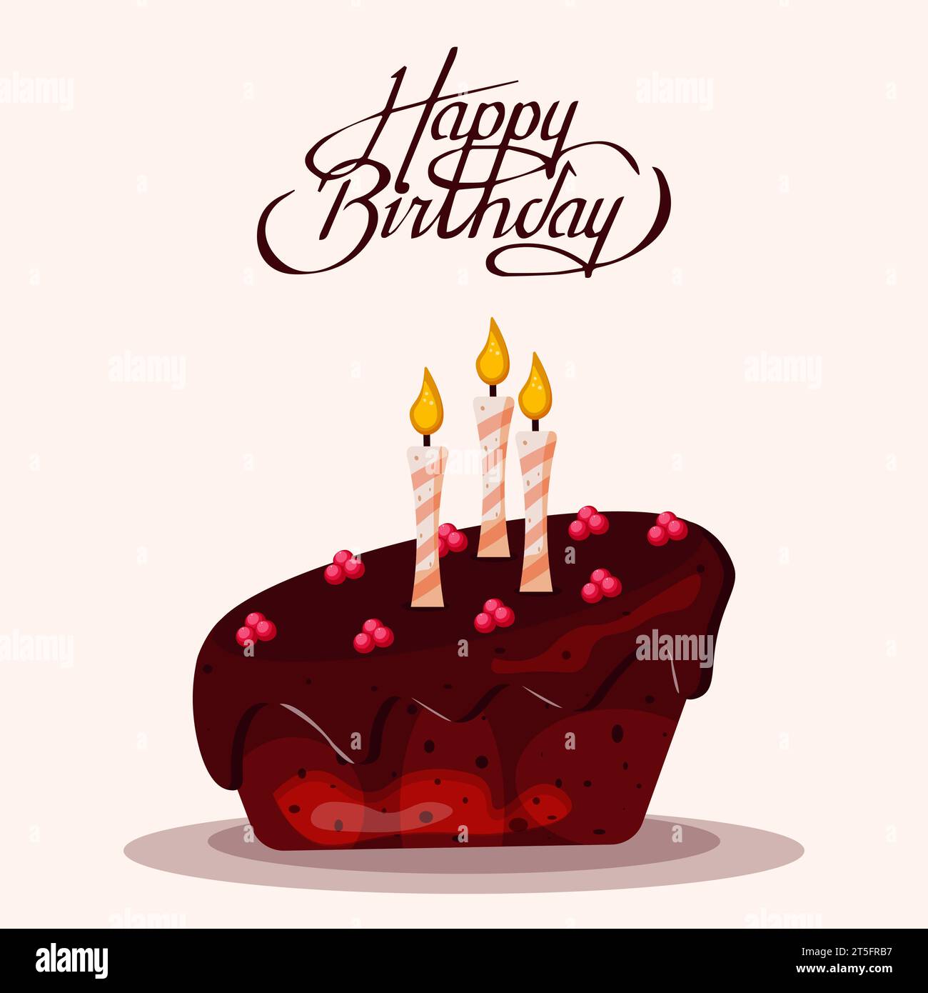 Schokoladen-Geburtstagskuchen mit Kerzen. Happy Birthday Grußkarte ...